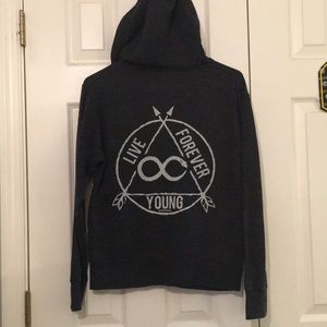 Live Forever Young Grey Small Hoodie.